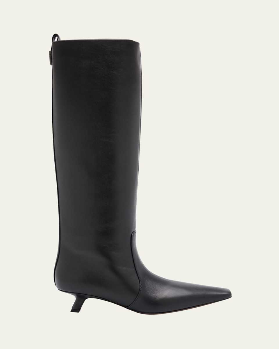 Leather Monili Comma-Heel Ankle Boots